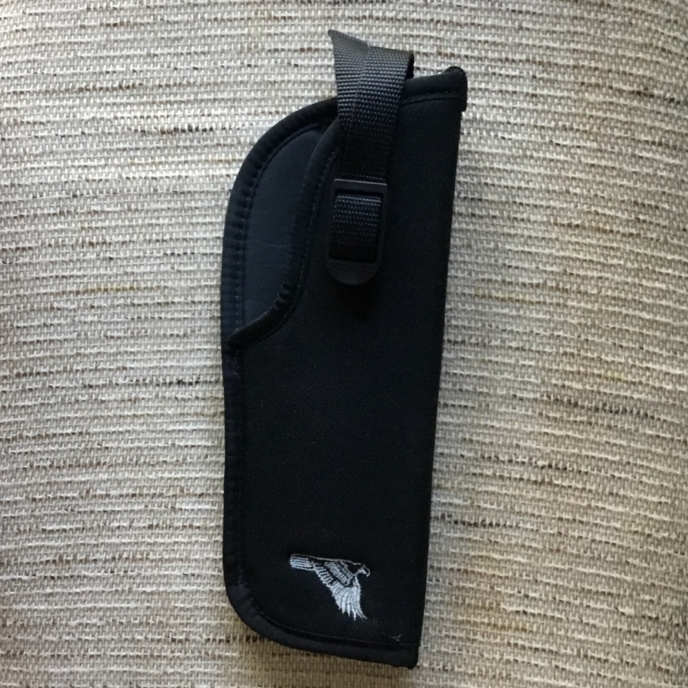 Black Soft Pistol Holster with Embroidered Bird for Desert Eagle Mark 7 or 19.